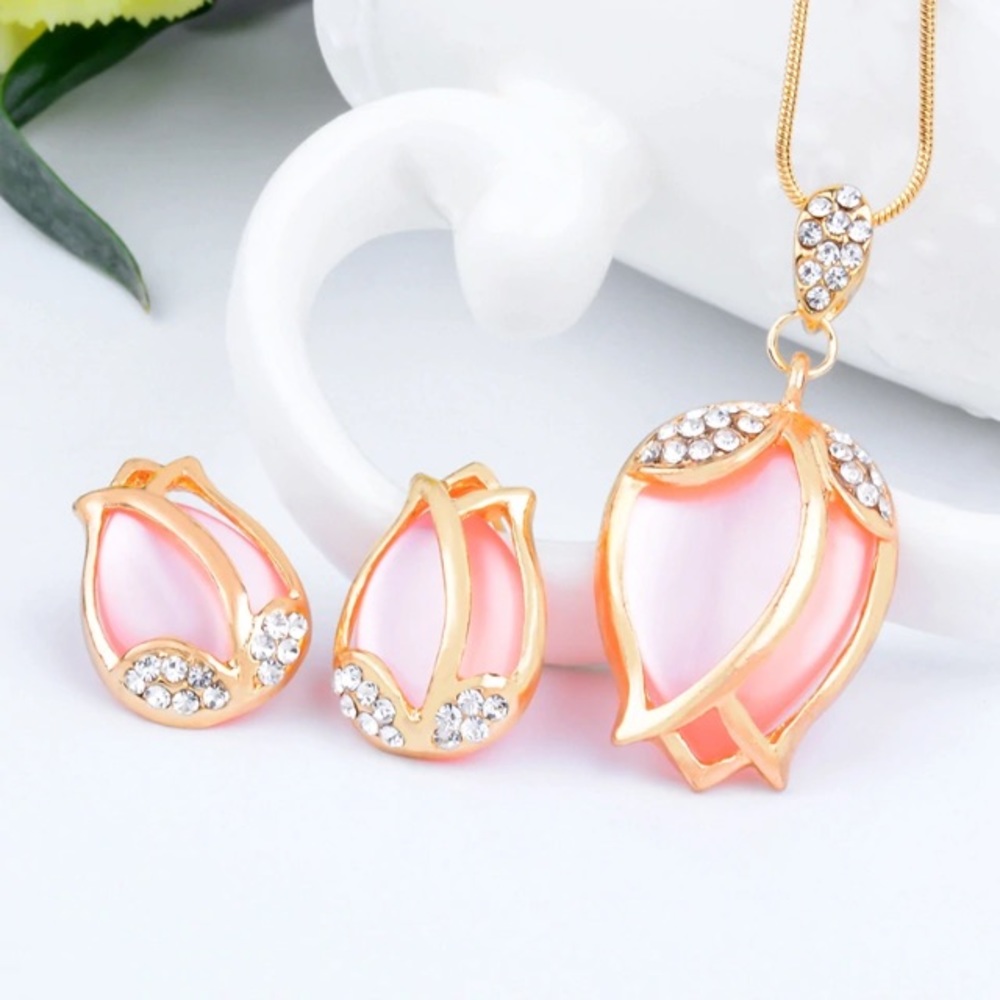 NEW!💙💎🌷PINK TULIP!🌷💎💙🌷GORGEOUS GOLDEN SET🌷 - Picture 6 of 8